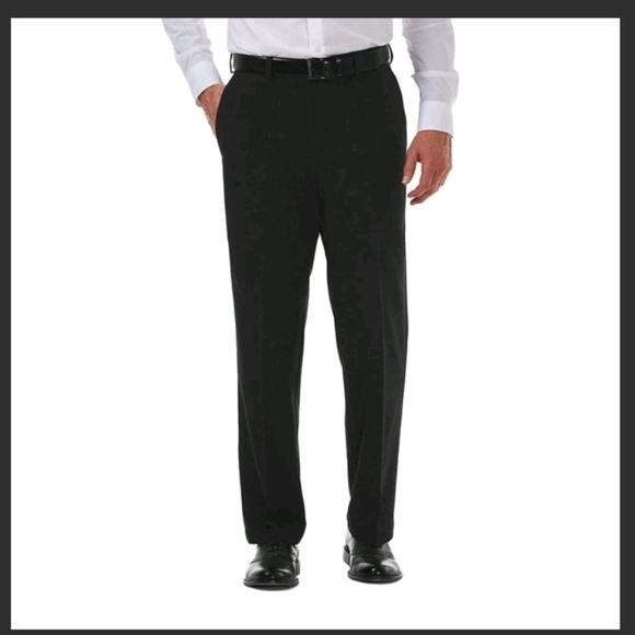Haggar Cool Pro Pleated Black Dress Pants, Sz.44x32 - Picture 1 of 7